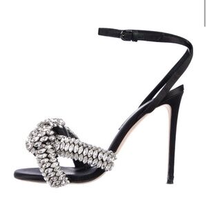 MARCO DE VINCENZO Black Embellished Velvet Sandals 39 EU (fits 8.5 / 9)